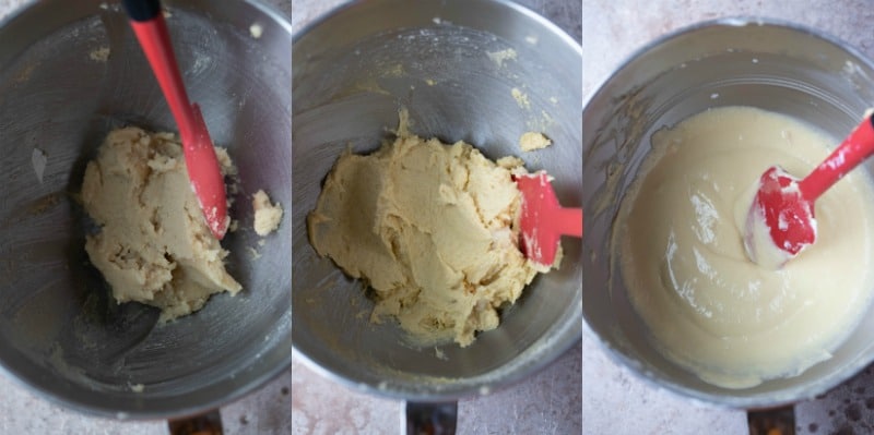 Butter and sugar in a silver mixing bowl