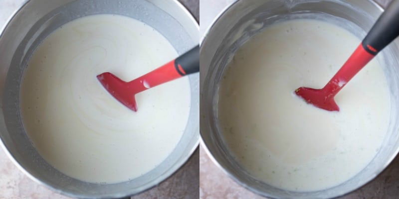 Heavy cream in a silver mixing bowl