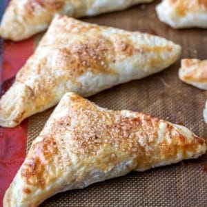 Apple turnovers on a silicone baking mat