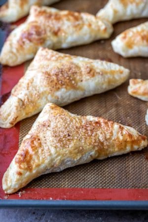 Apple turnovers on a silicone baking mat