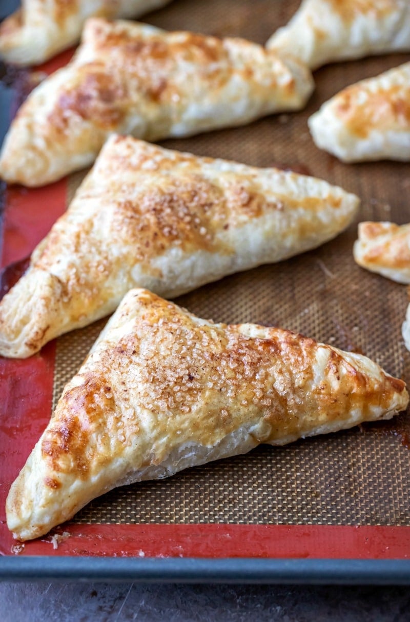 Apple turnovers on a silicone baking mat