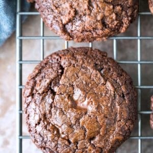 Chocolate Fudge Cookie on a wire cooling rack