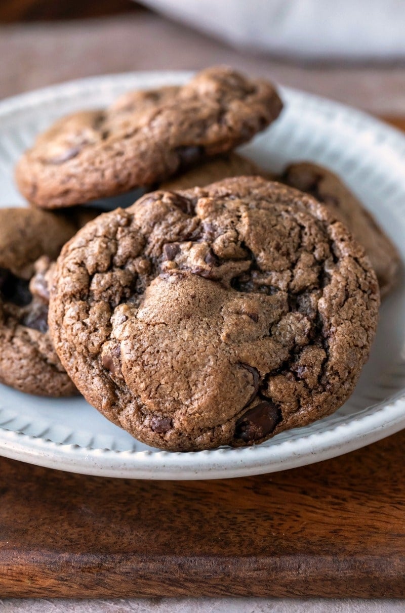 Chocolate Mint Cookies on a white plate