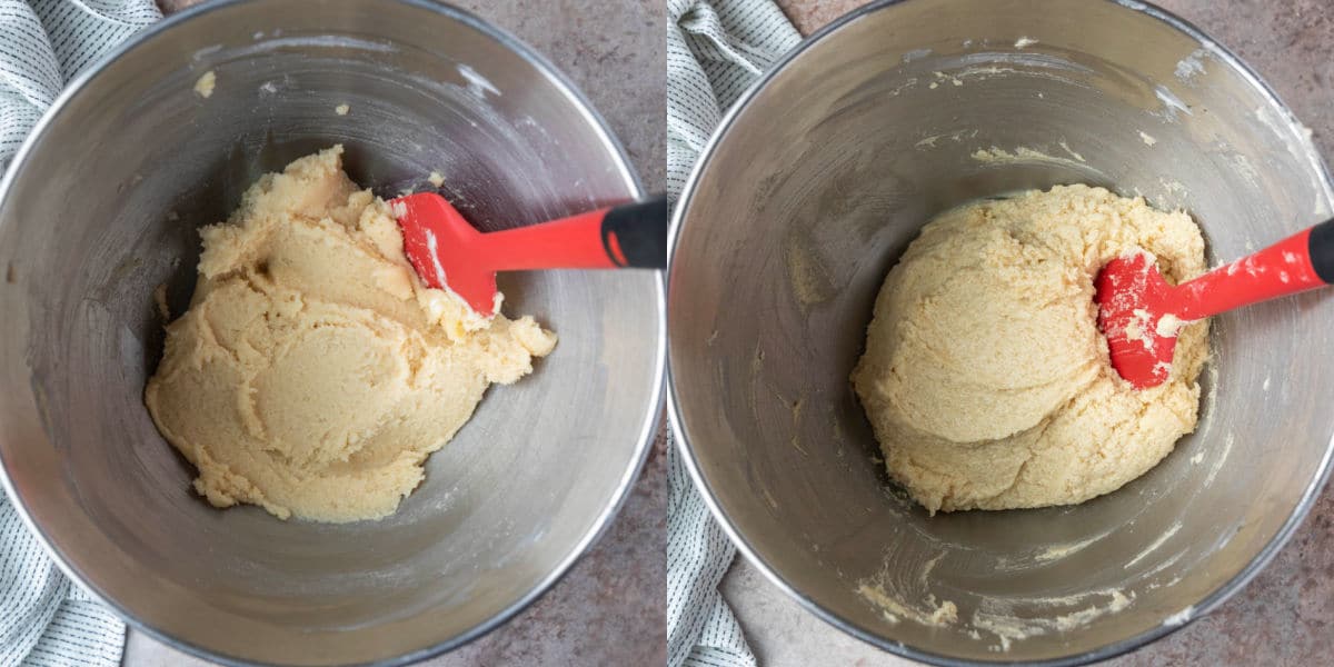 creamed butter and sugar in a mixing bowl