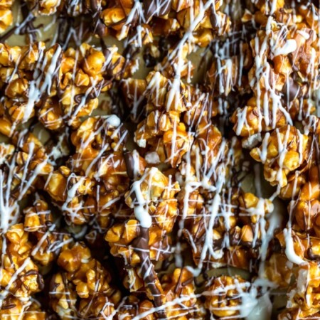 Homemade zebra popcorn on a silicone baking mat