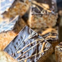 Butterscotch Rice krispie treat on an angle