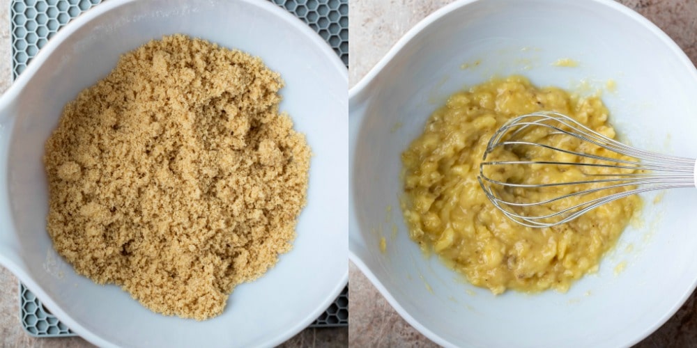 crumb topping in a white mixing bowl