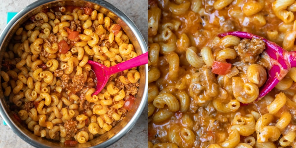 Cooked Italian mac and cheese in an instant pot inner pot
