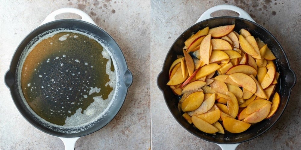 Brown butter in a white skillet