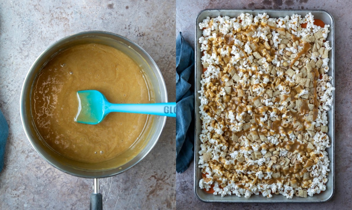 Caramel in a silver saucepan