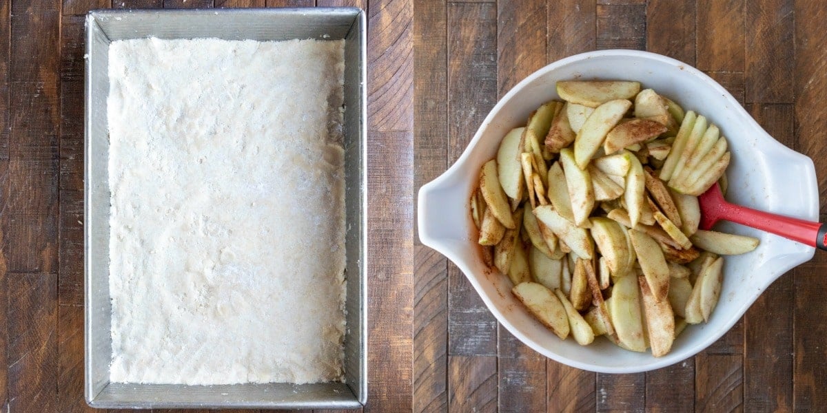 Unbaked crust in a baking pan