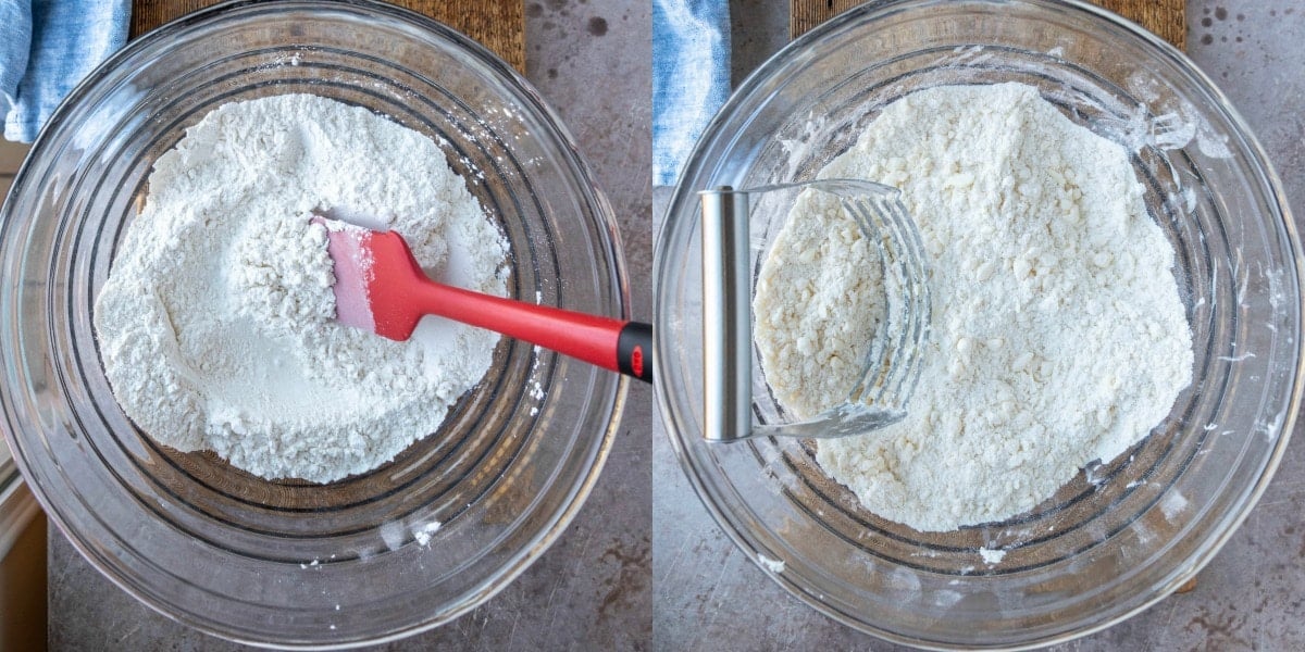 Flour sugar and salt in a mixing bowl