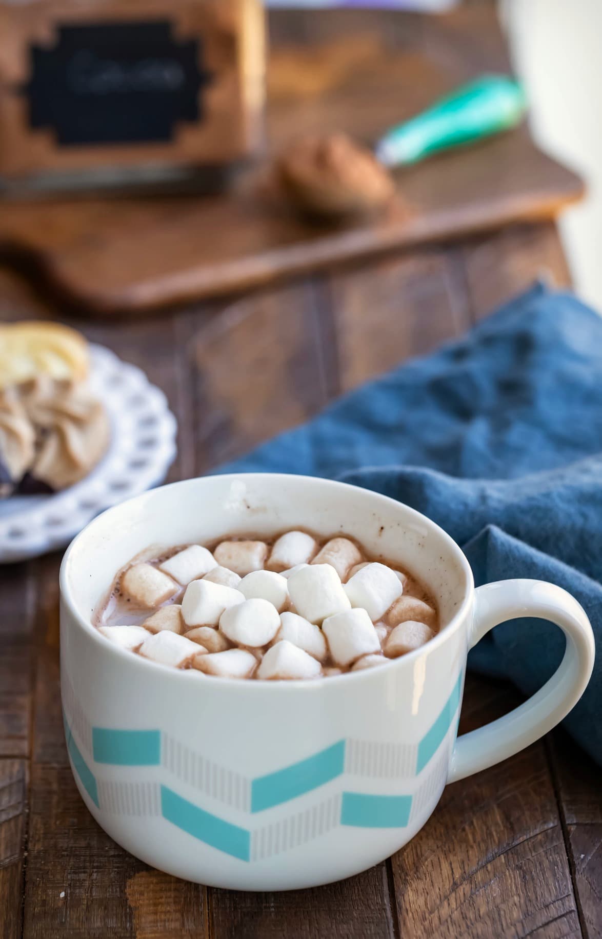 Mug of hot chocolate with marshmallows 