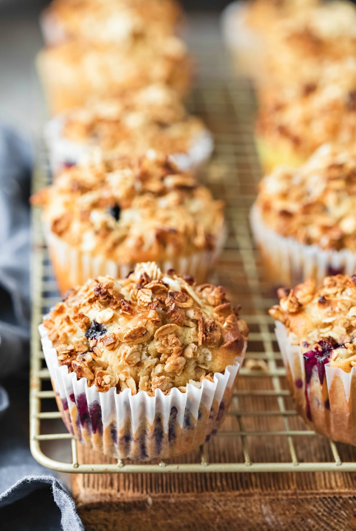 Granola muffin in a paper muffin liner