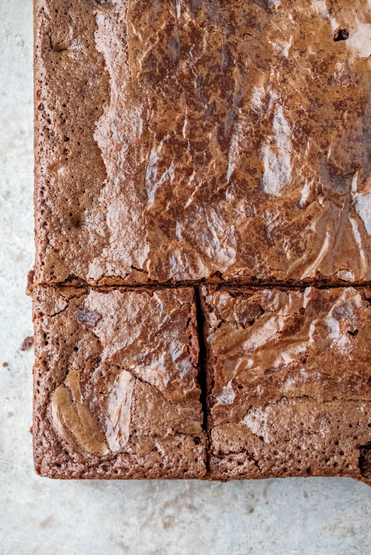 One Bowl Brownie Recipe Two brownies cut from a pan of brownies