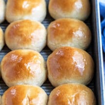 Pan of whole wheat dinner rolls
