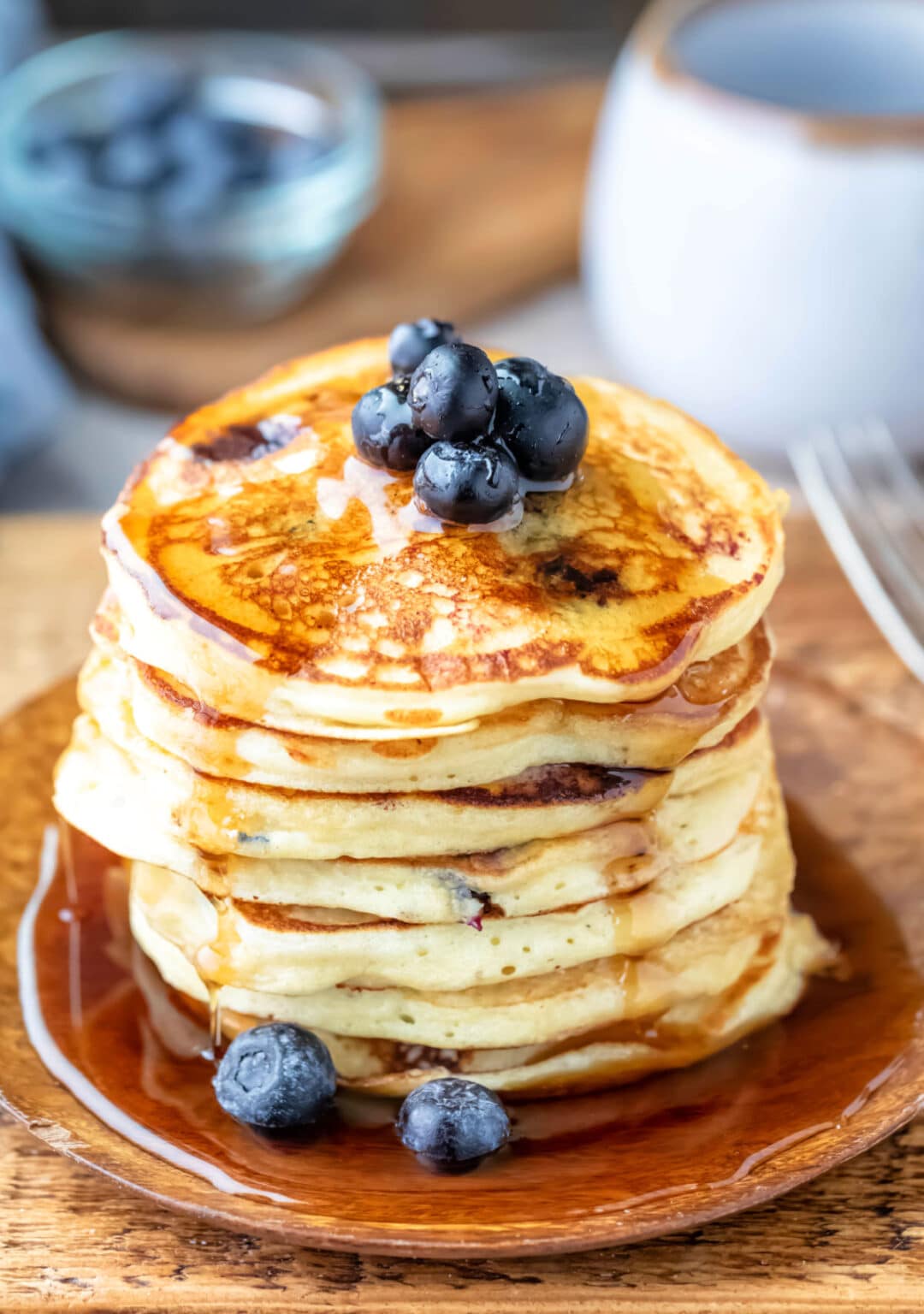 Blueberry Lemon Ricotta Pancakes - I Heart Eating