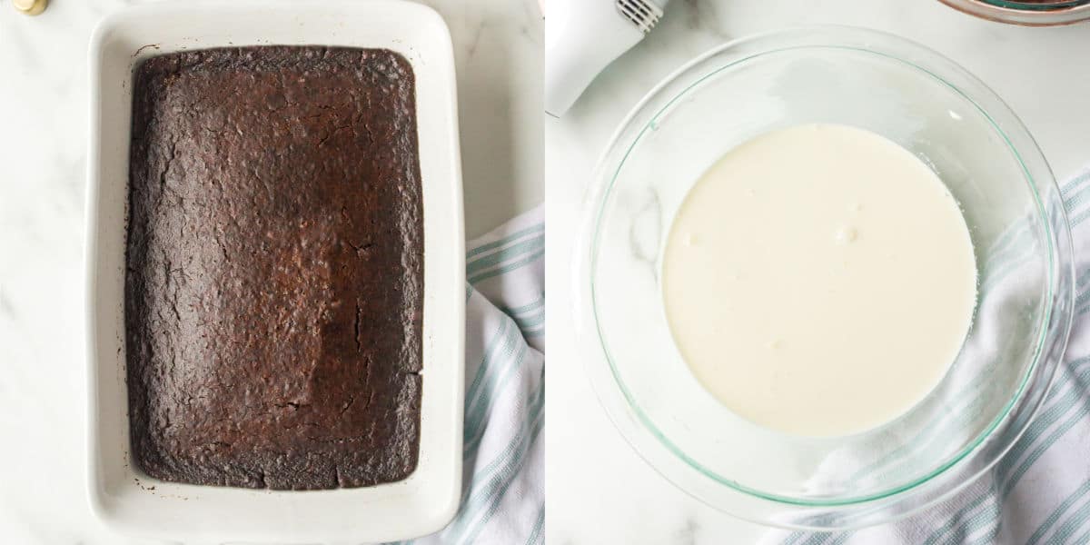 baked chocolate cake in a baking pan