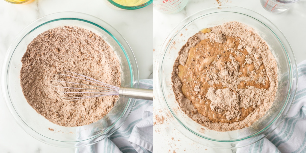 dry ingredients in a glass mixing bowl