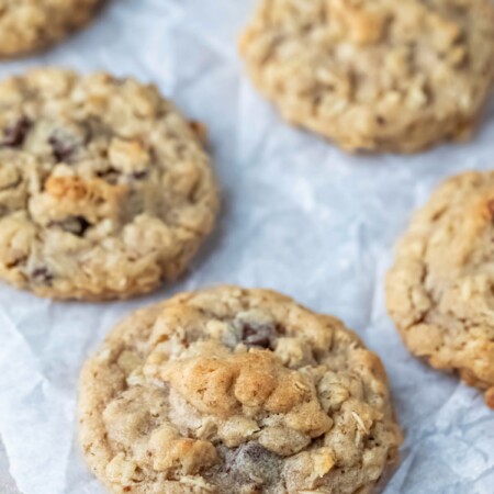 Lactation cookies on a piece of parchment paper