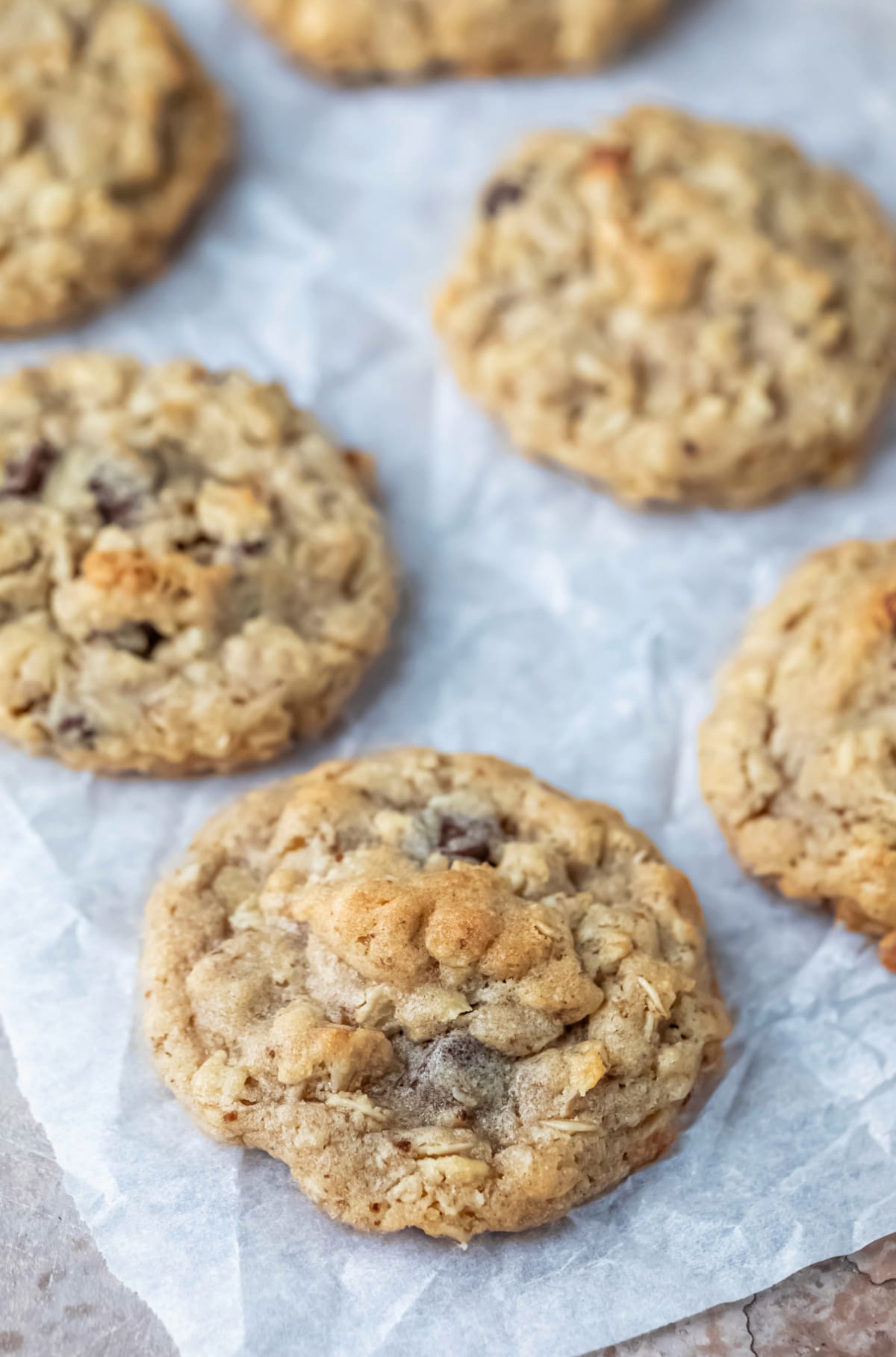 Lactation cookies on a piece of parchment paper