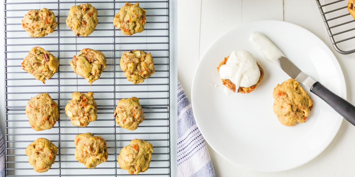Baked Carrot Cake cookie on a wire cooling rack.