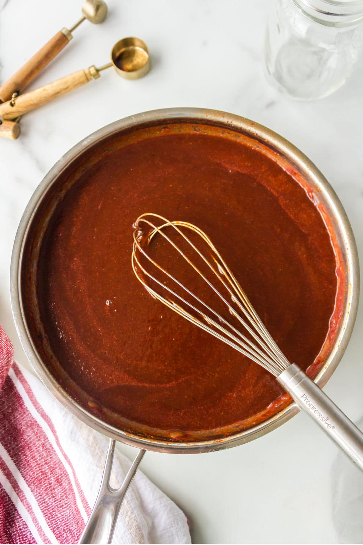 Dr Pepper barbecue sauce in a skillet.