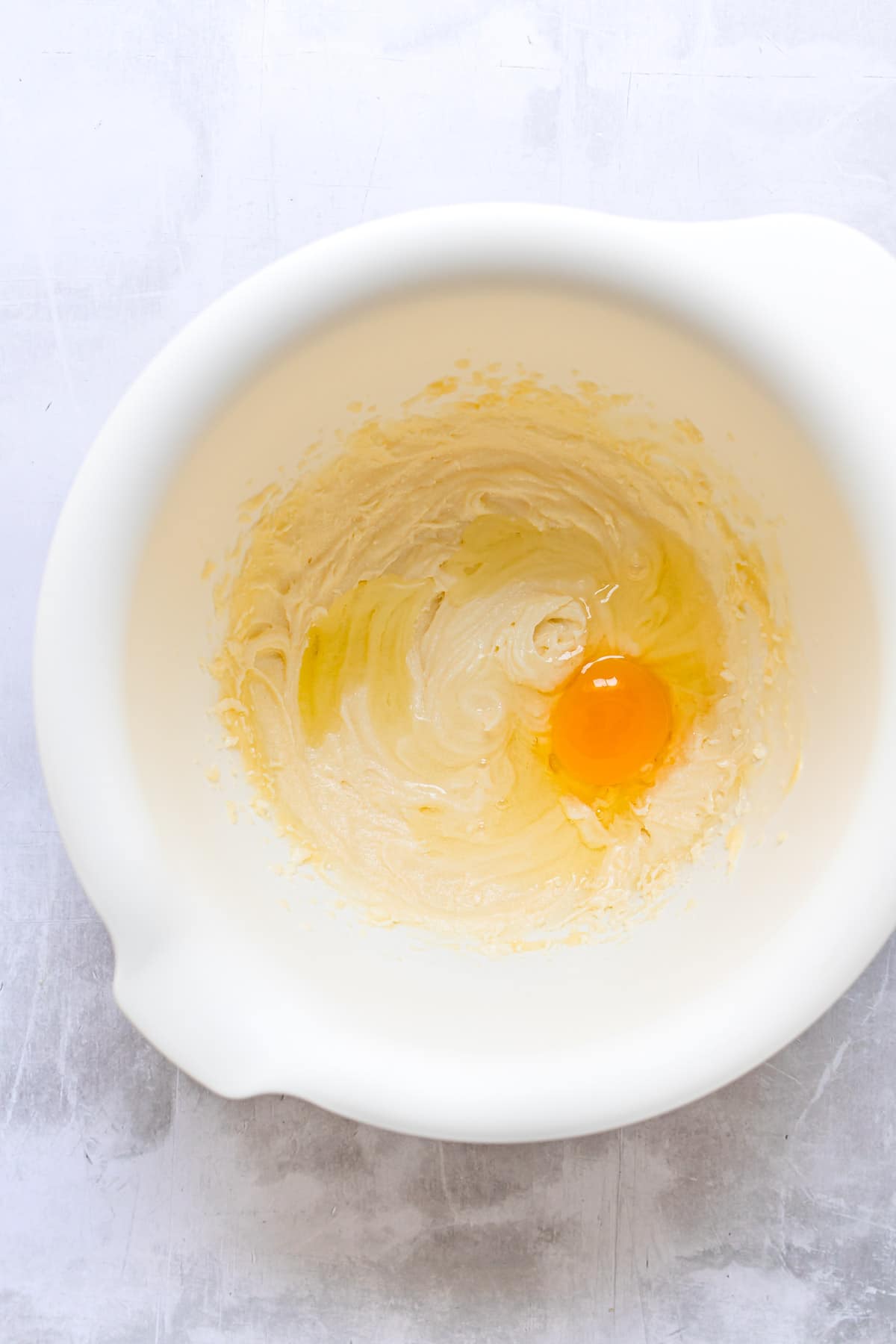 Egg in a creamed mixture.