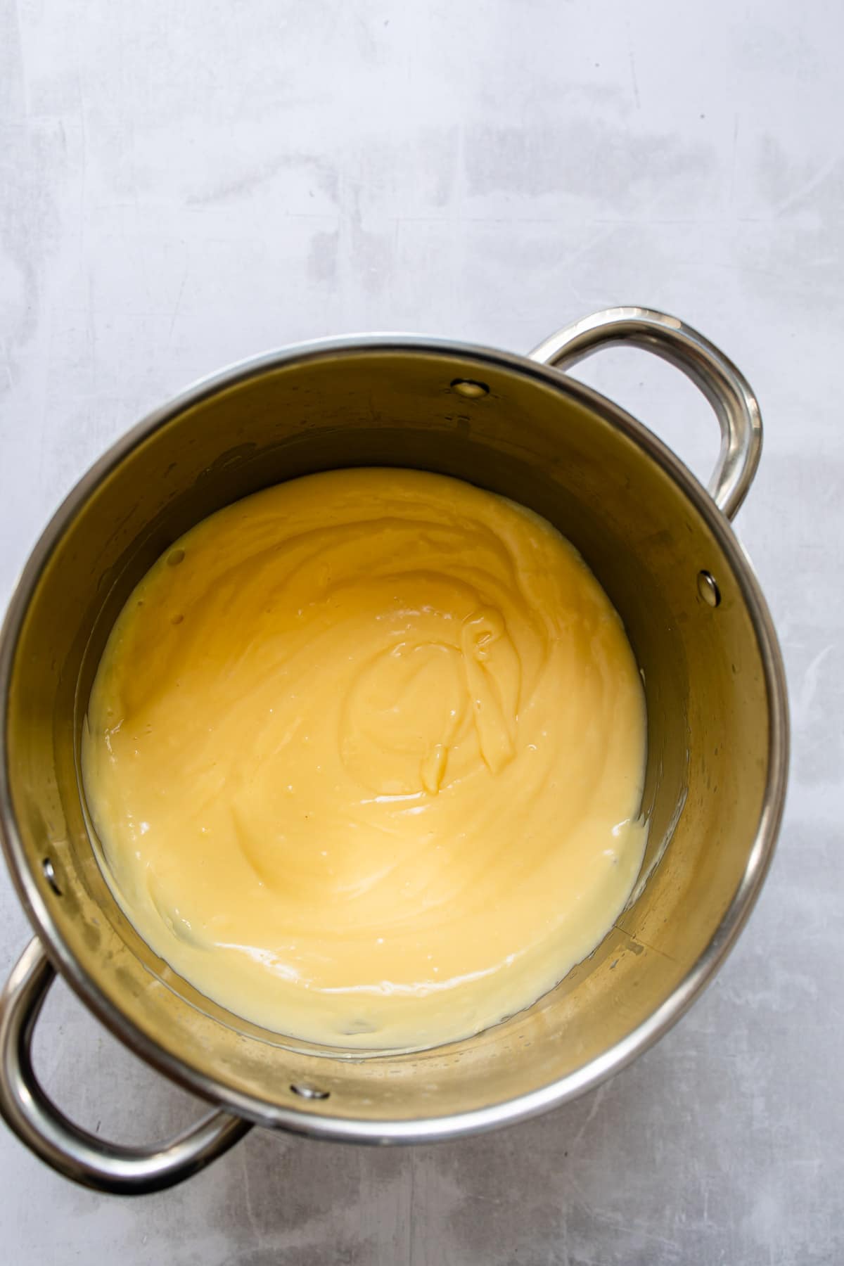 Pastry cream in a saucepan.