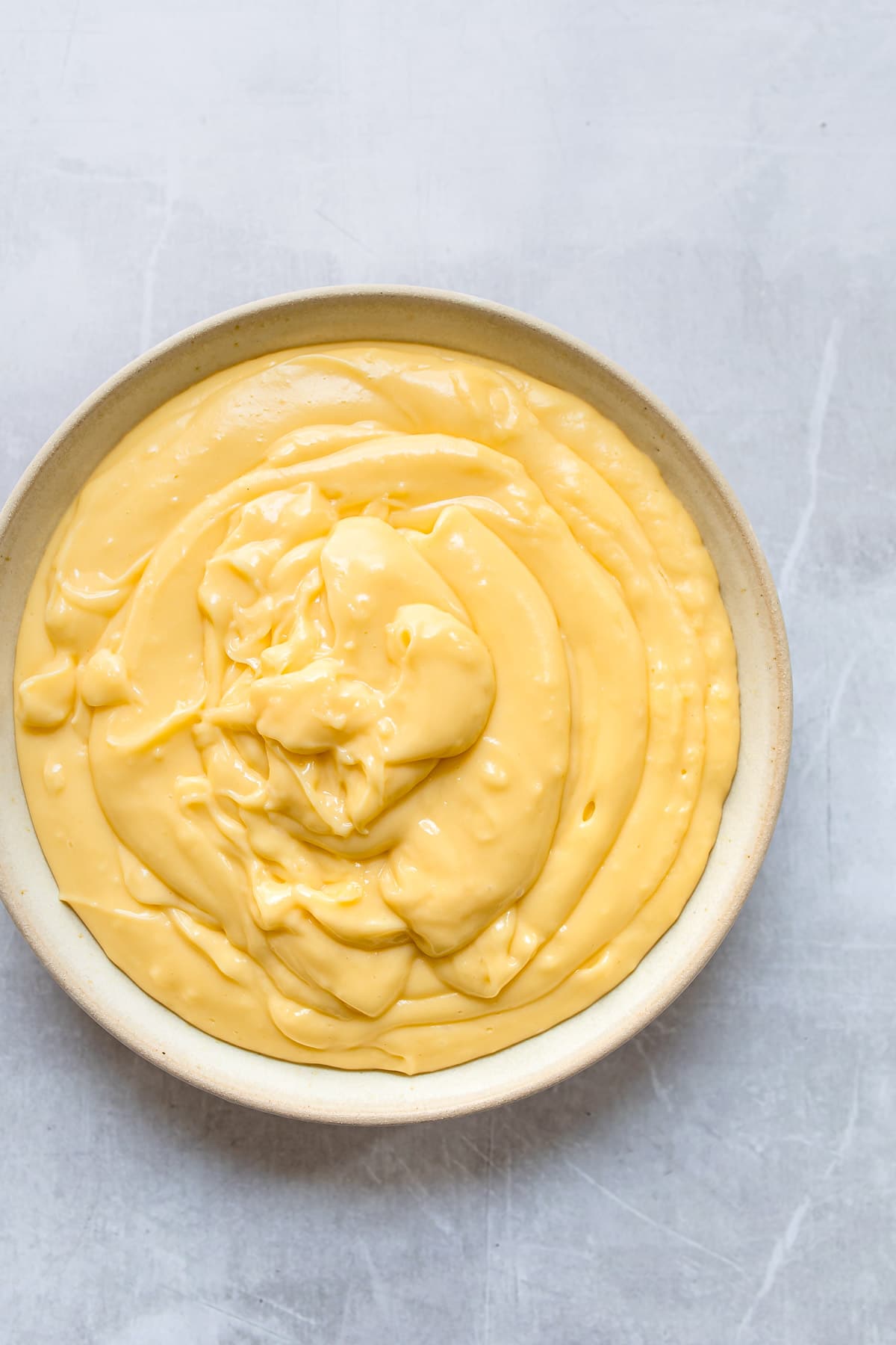 Pastry cream in a dish.