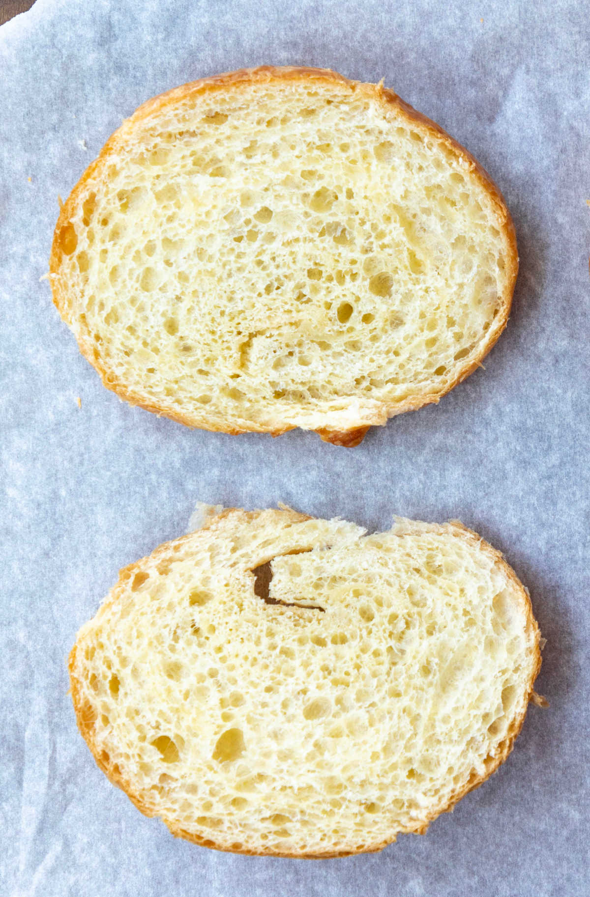 croissant sliced in half. 