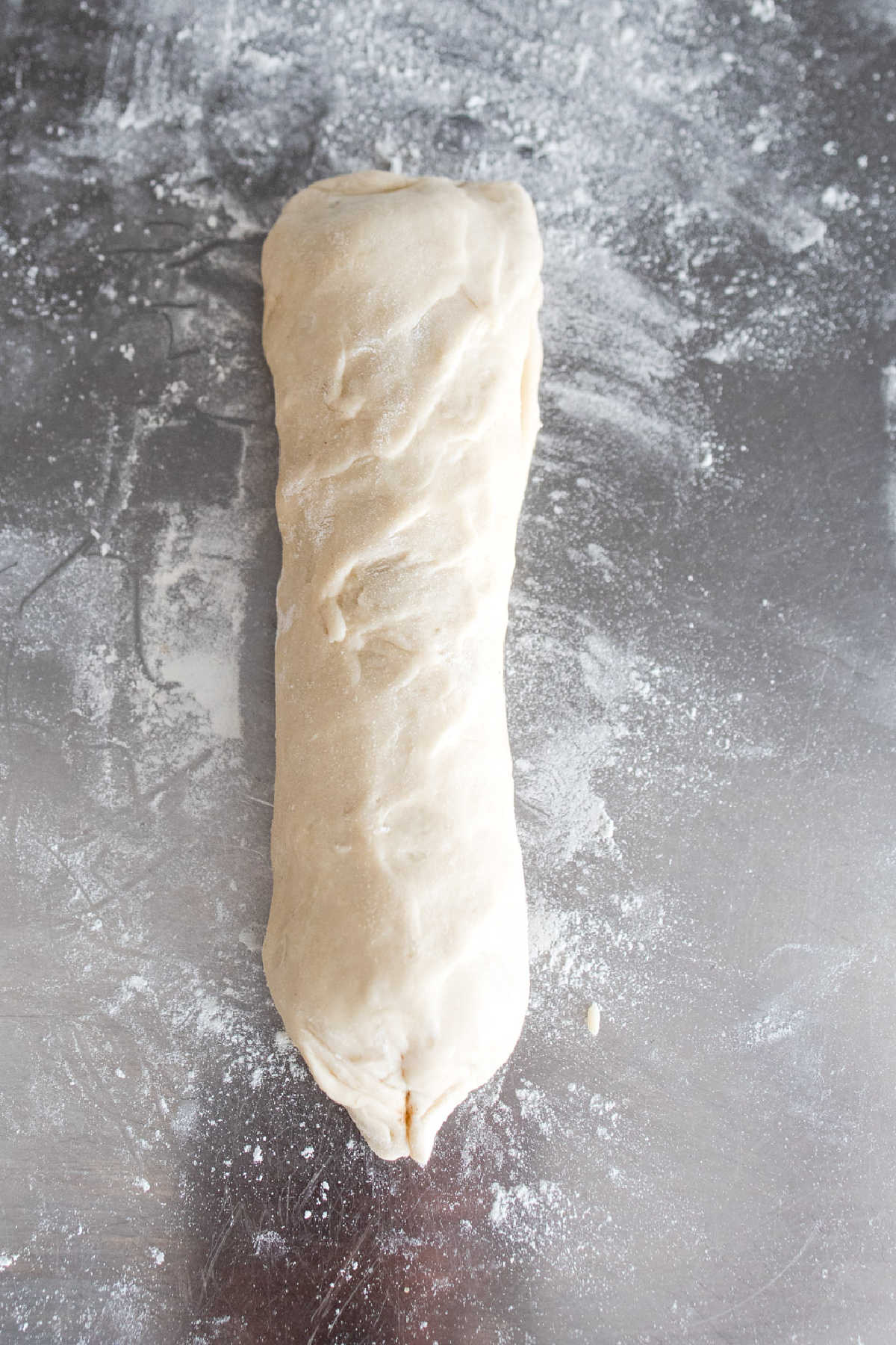 Rolled up cinnamon twist bread dough.