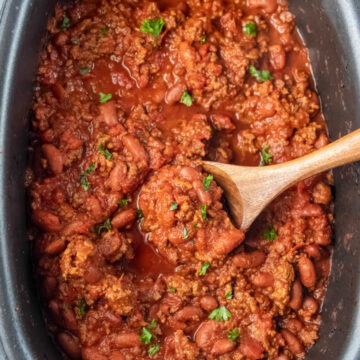 Chili in a crock pot.