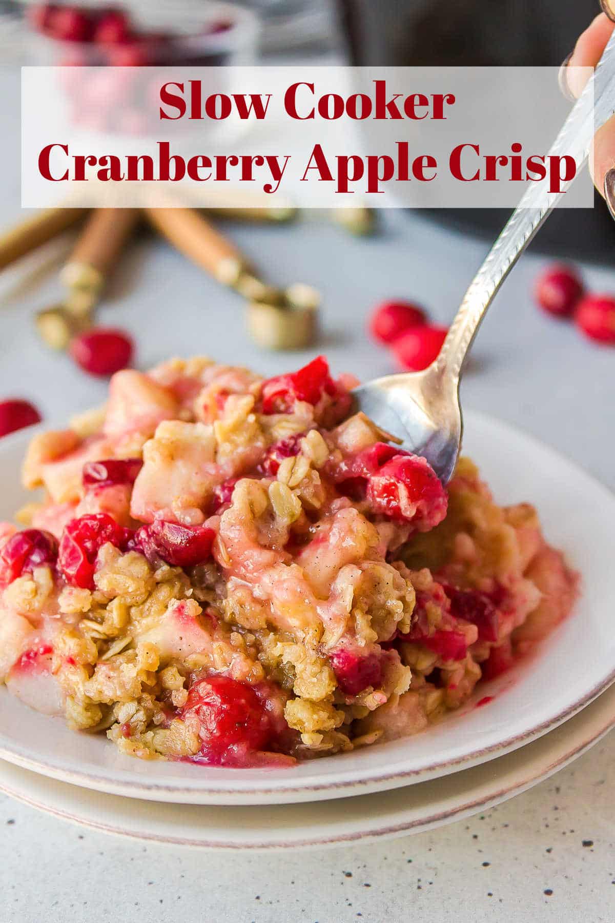 Slow Cooker Cranberry Apple Crisp I Heart Eating
