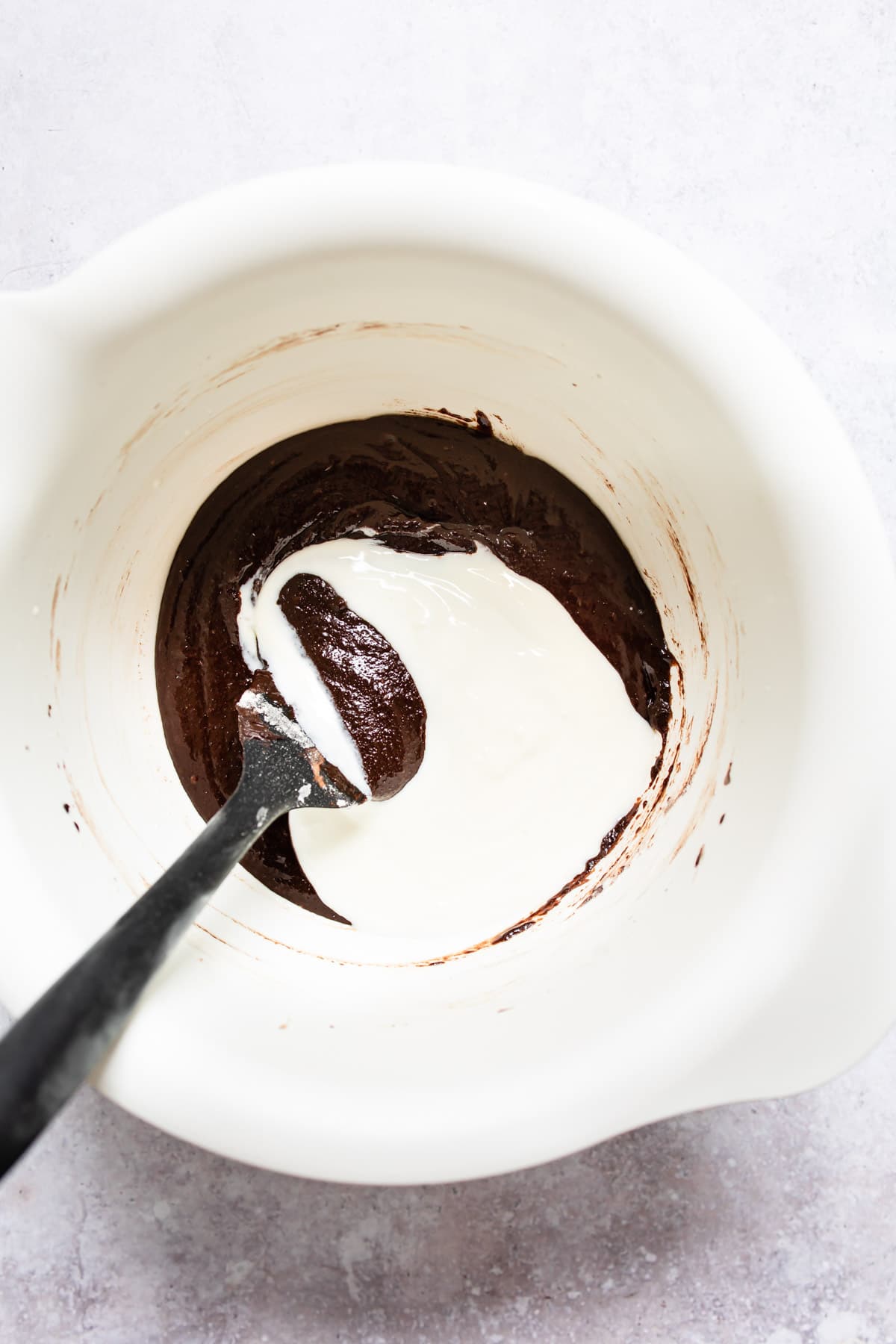 Chocolate mixture with buttermilk in it.