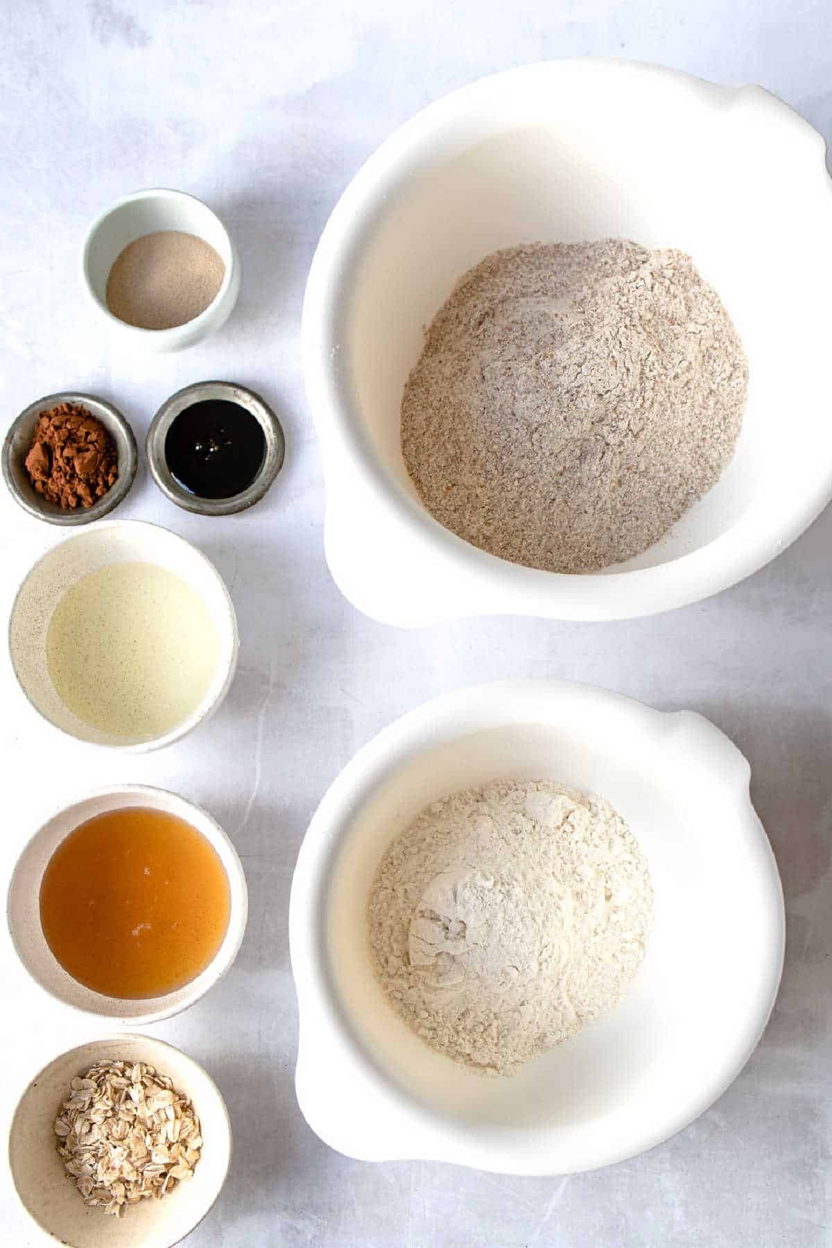 Ingredients to make outback steakhouse bread in bowls. 