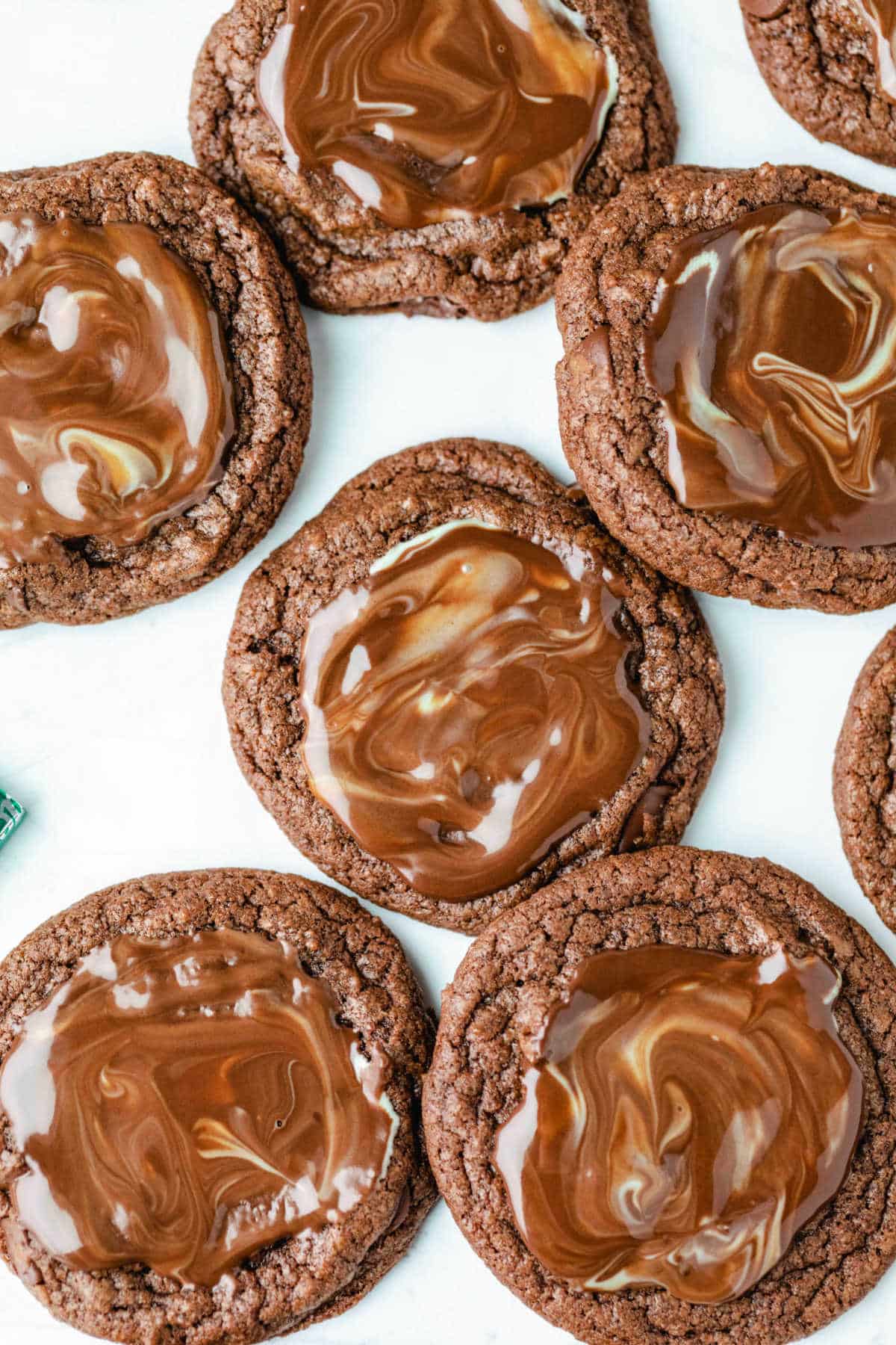 Andes mint cookies on a marble background.