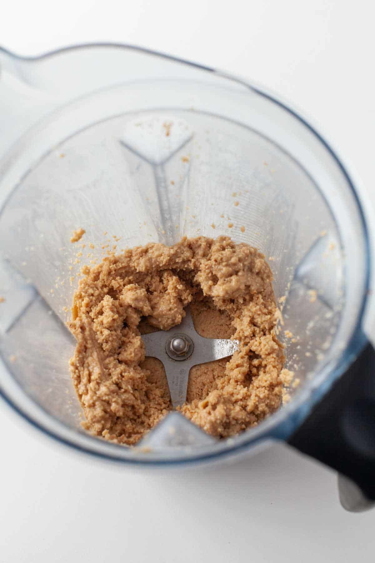 Blended up hazelnuts in a food processor. 