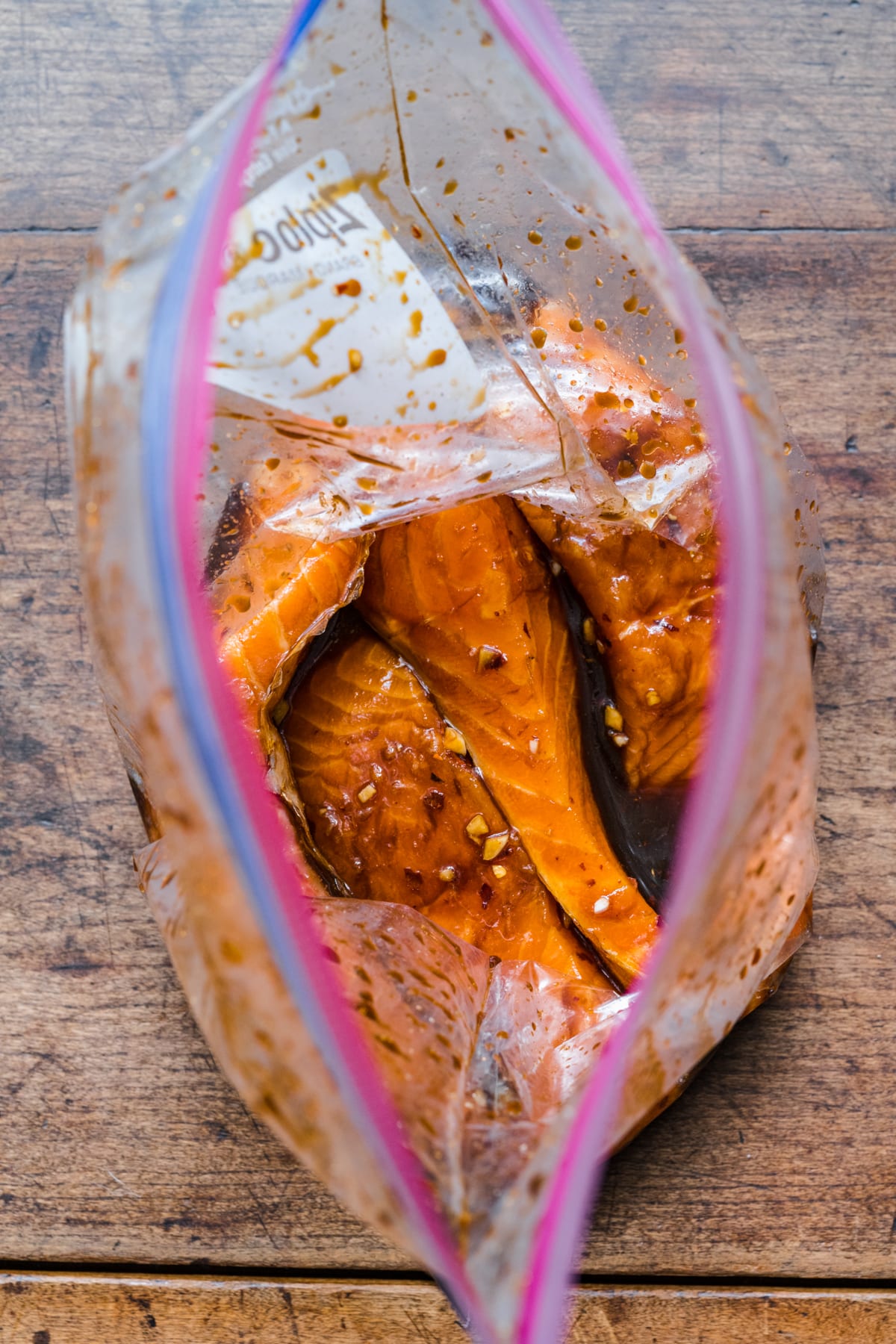 Salmon filets in teriyaki sauce.