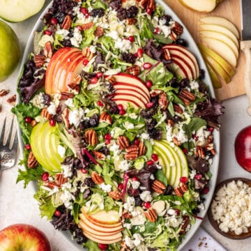 Fall harvest salad on an oval serving platter.