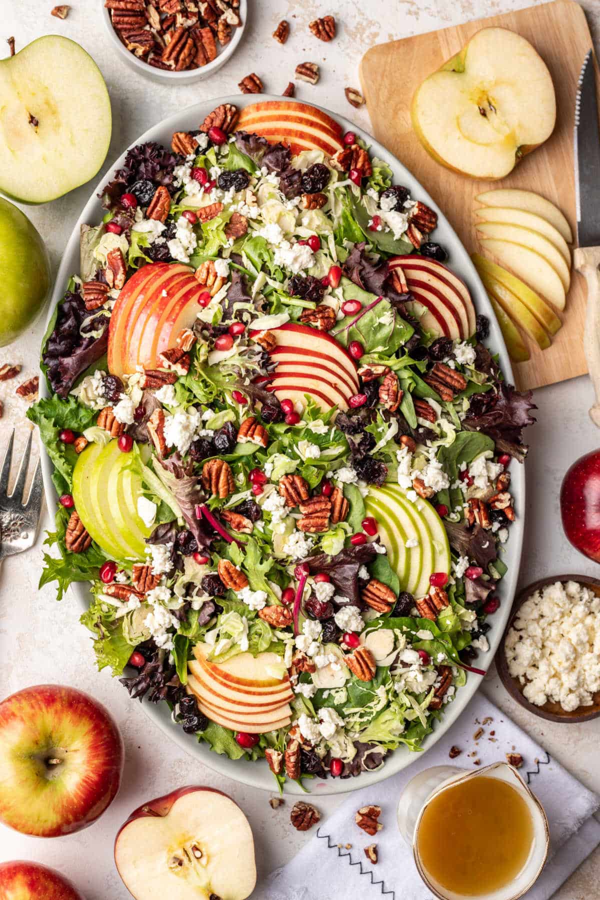 Fall harvest salad on an oval serving platter. 