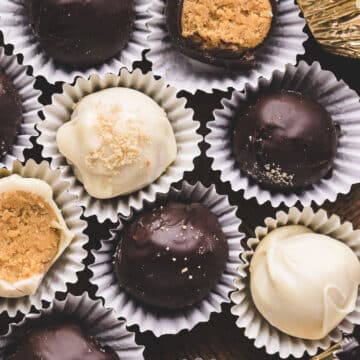 Pumpkin pie truffles in cupcake liners.