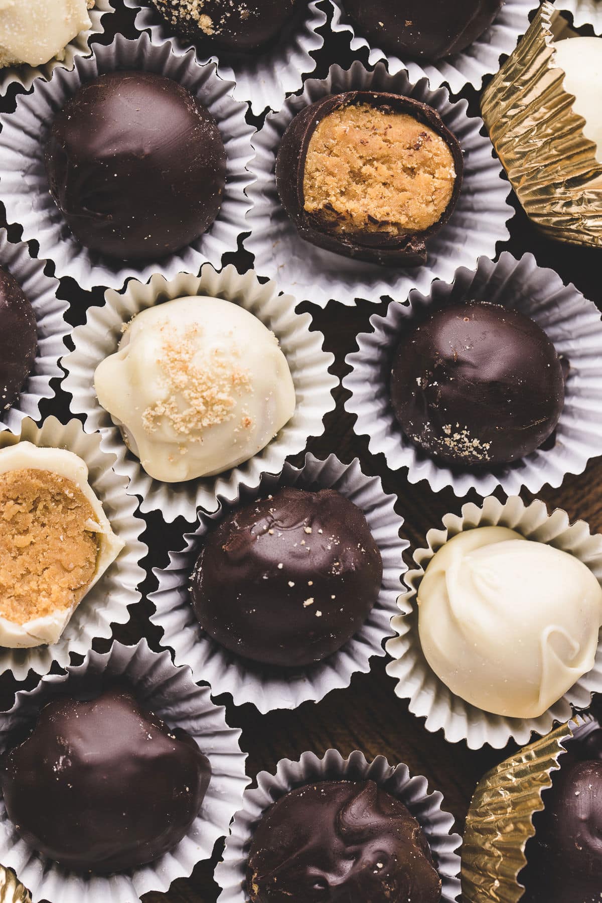 Pumpkin pie truffles in cupcake liners.