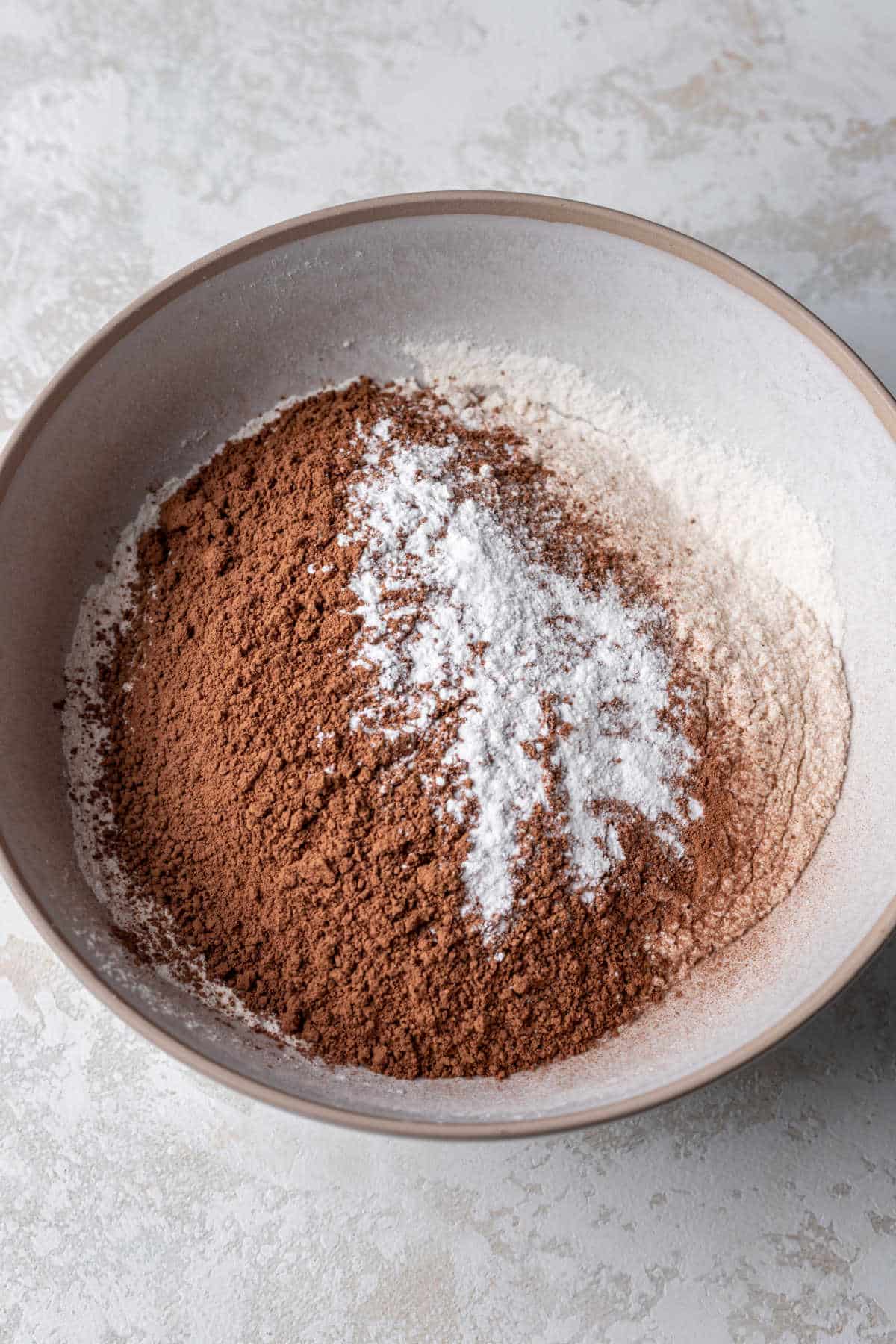 Dry ingredients for cookies in a bowl. 