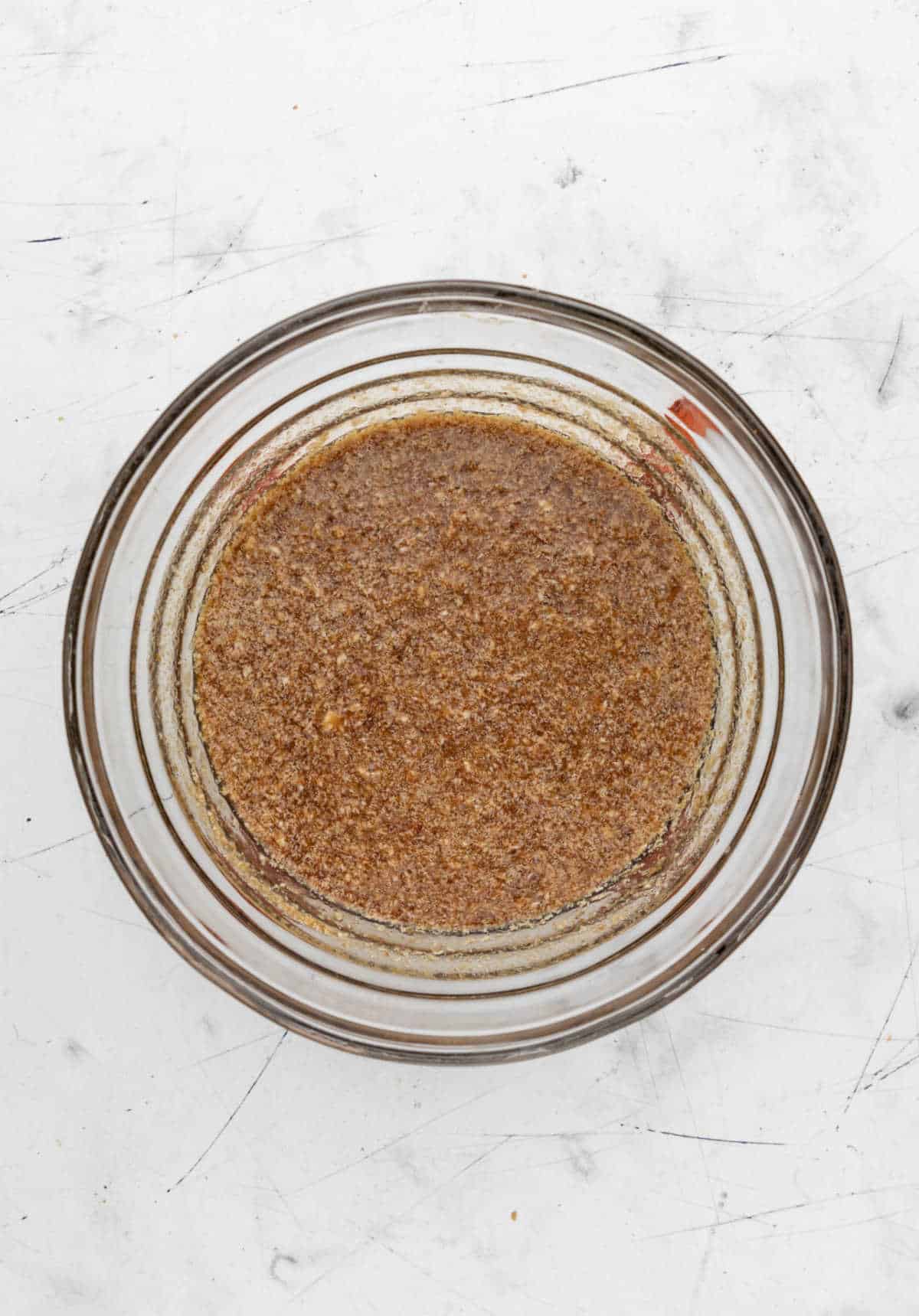 Wet ingredients mixed into date mixture.