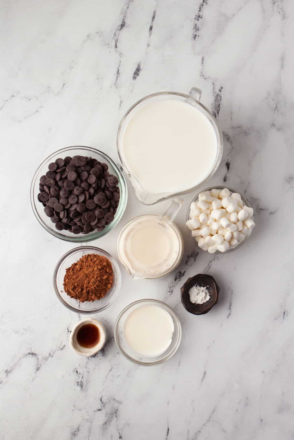 Ingredients to make crock pot hot chocolate. 