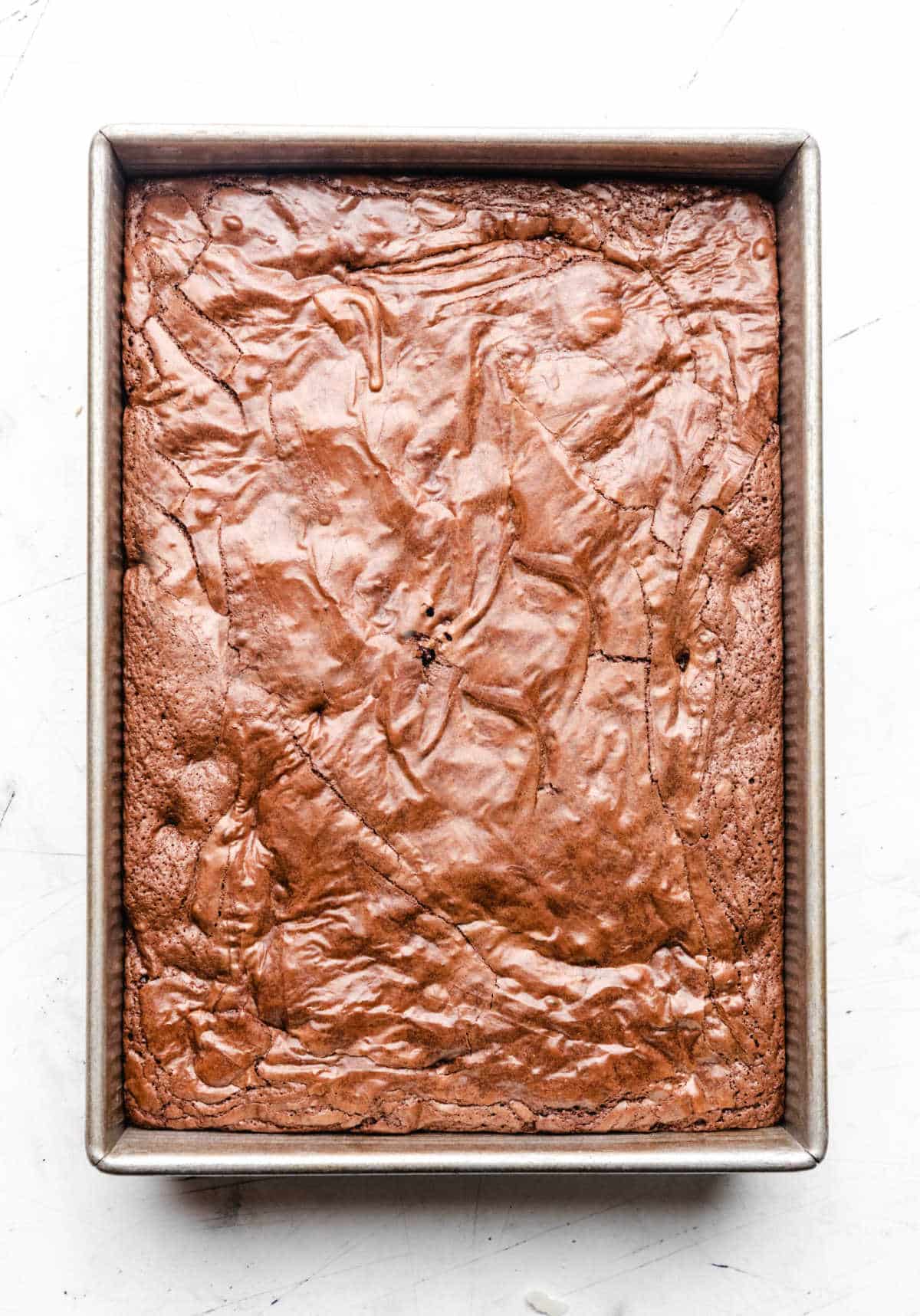 Baked Mexican brownies in a pan.