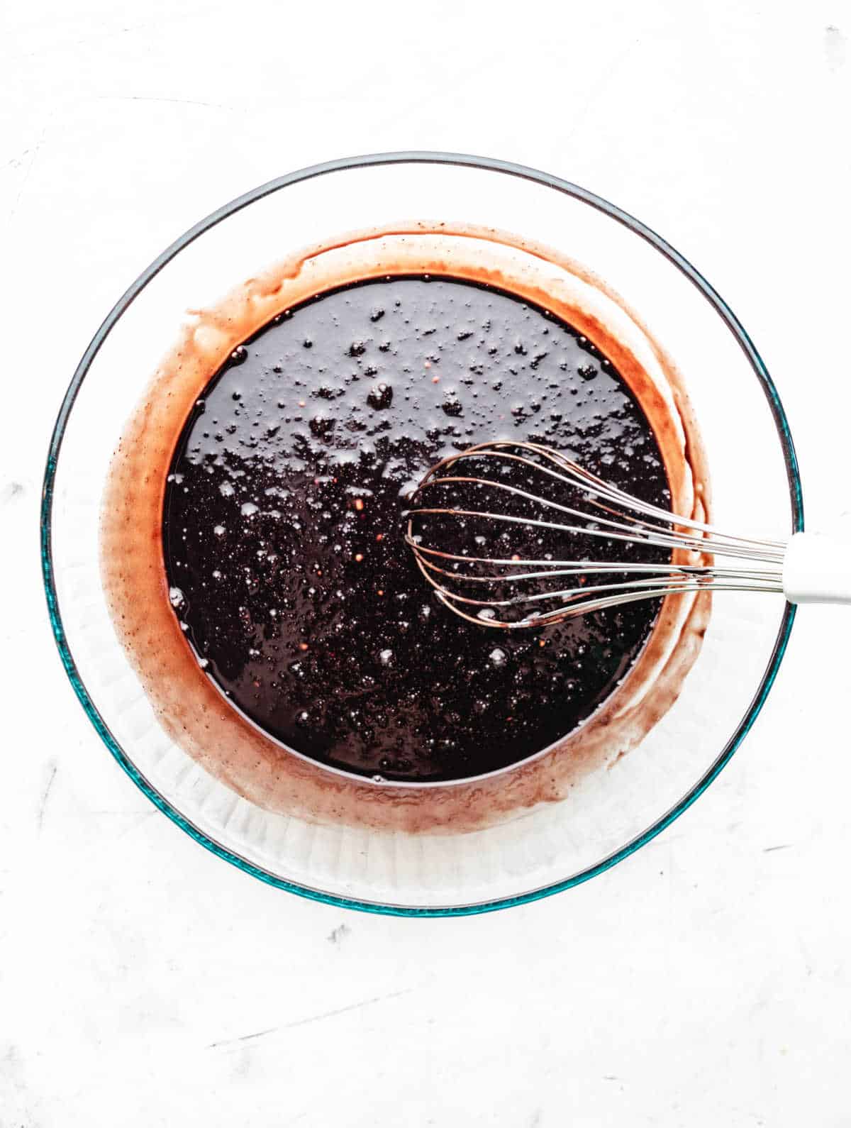 Sour cream and eggs mixed into Guinness mixture.