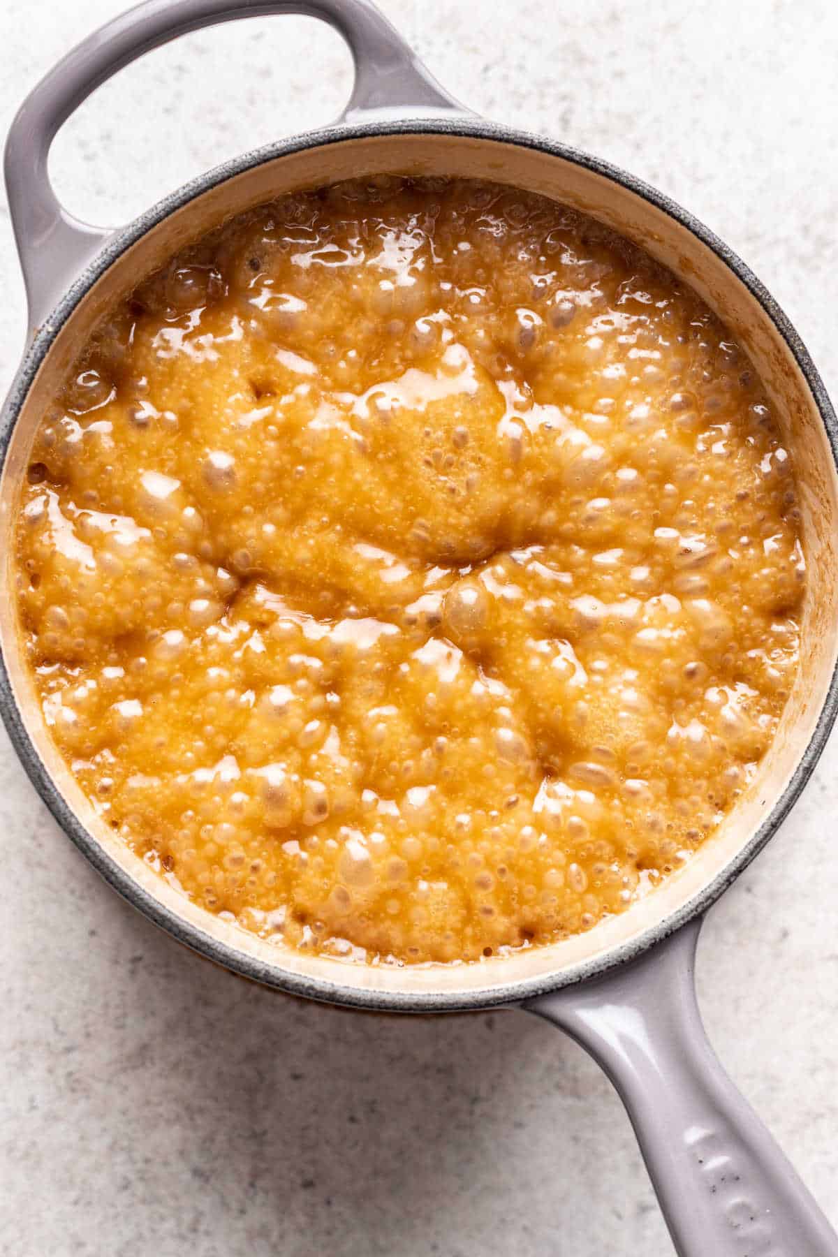Brown sugar and butter in a saucepan.