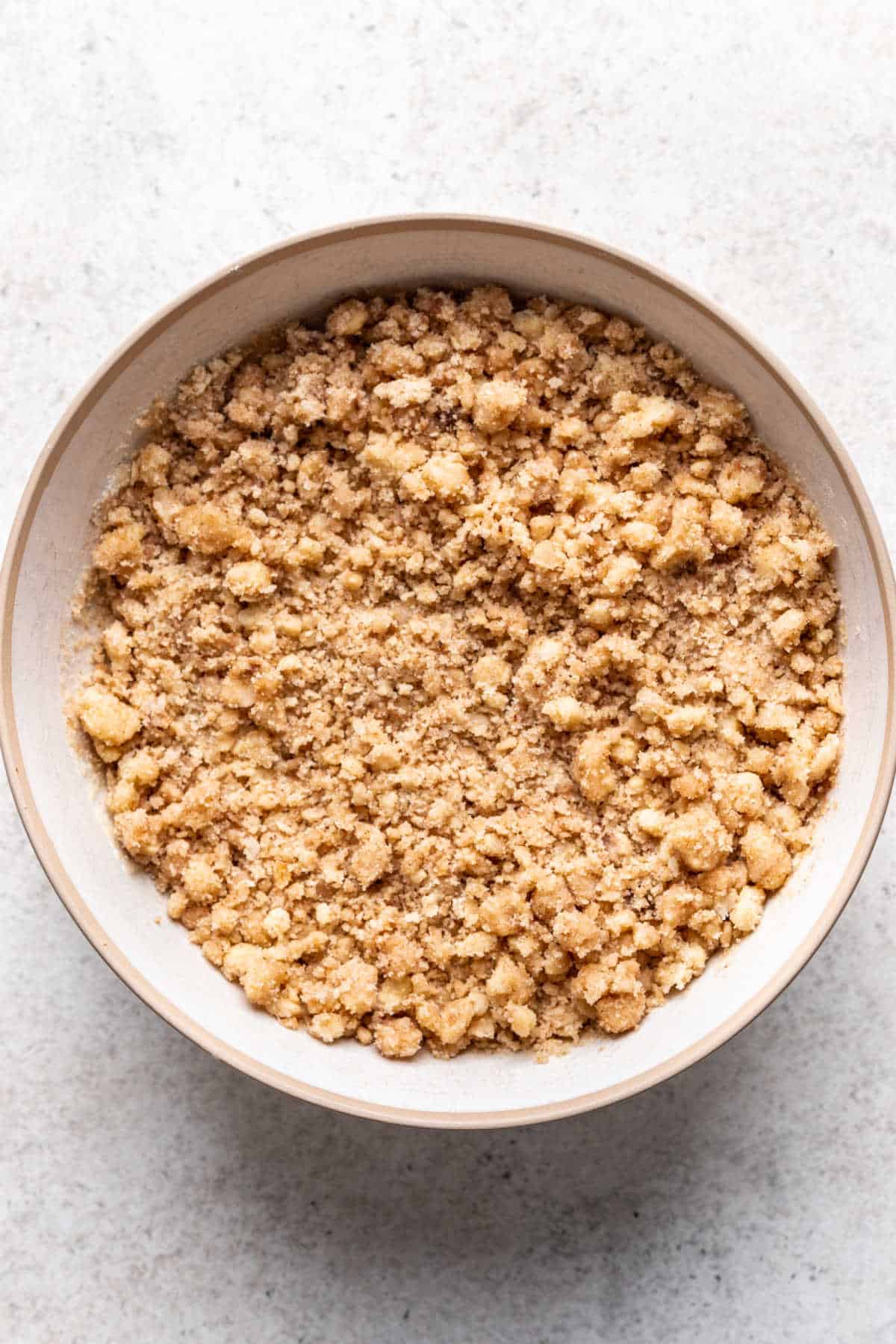 Pumpkin crisp topping in a mixing bowl.
